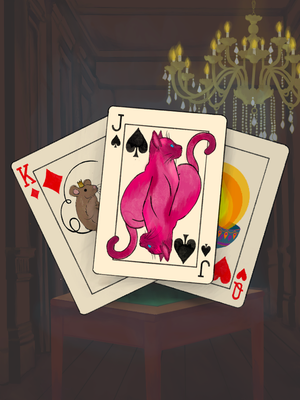 Illustration by Sarah Hofheins for Three Card Caper story by Shiv Ramdas published by Frivolous Comma